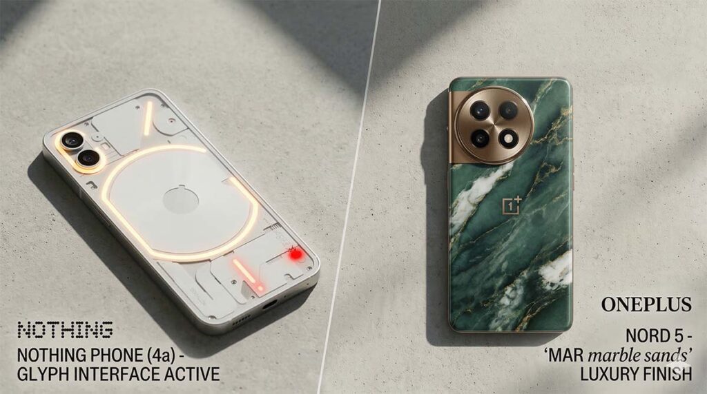 Desing - Nothing Phone 4a vs OnePlus Nord 5